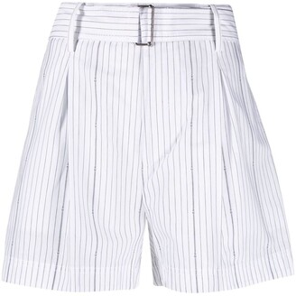 No.21 Vertical-Stripe High-Waisted Shorts