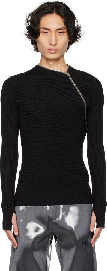 Heliot Emil Black Tied Zip Sweater - ShopStyle