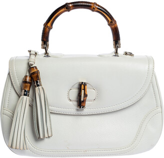 Gucci White Bamboo Handle Handbags 