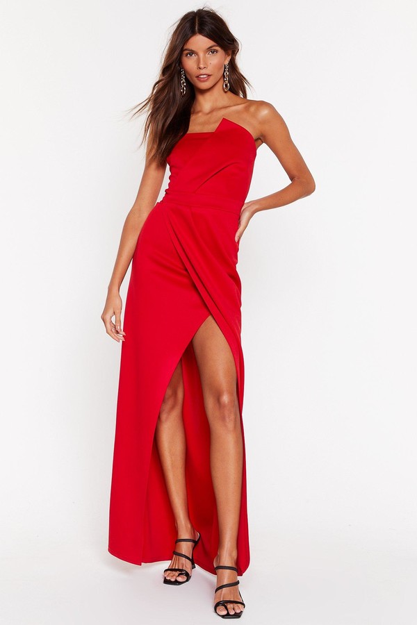 ryleigh strapless maxi dress in red