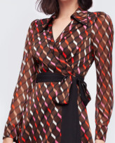 Thumbnail for your product : Diane von Furstenberg Brooke Silk-Cotton-Satin Midi Wrap Dress in Knit Geo