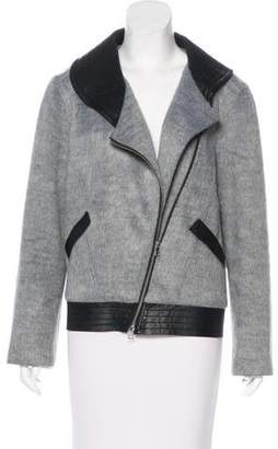 Marissa Webb Leather-Trimmed Zip-Up Jacket