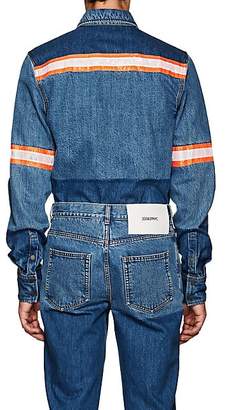 Calvin Klein Men's Reflective-Tape-Trimmed Denim Shirt Jacket - Blue