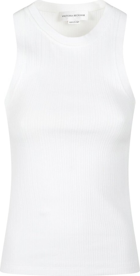 Victoria Beckham Crewneck Sleeveless Ribbed Top