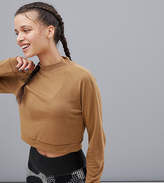 Thumbnail for your product : adidas Training High Neck Long Sleeve Crop Top In Beige