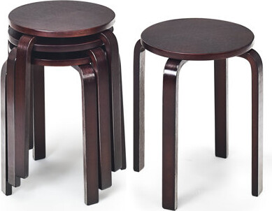 Altonia 18 Inch Stackable Bentwood Dining Chairs with Round Top,Set of 4