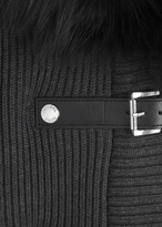 Thumbnail for your product : MICHAEL Michael Kors Dark grey fur trimmed cardigan
