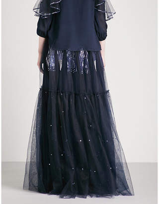Temperley London Mineral sequin-embellished mesh maxi skirt
