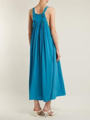 Tibi Areille Pleated Silk Crepe Dress - Womens - Blue
