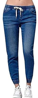 Meilidress Jogger Denim Pants Elastic Drawstring Waisted Stretchy Casual Skinny Jeans