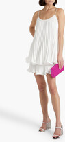 Thumbnail for your product : ML Monique Lhuillier Tiered plissé hammered-satin mini dress