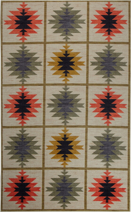 Mohawk Home Prismatic Southwest Quilt Beige Contemporary Patchwork Southwest Precision Printed Area Rug, 10'x14', Pink & Grey