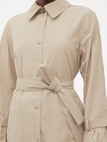 Thumbnail for your product : Moncler Gathered-cuff Micro-faille Coat - Beige