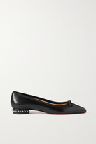 Thumbnail for your product : Christian Louboutin Hall Spiked Glossed-leather Point-toe Flats