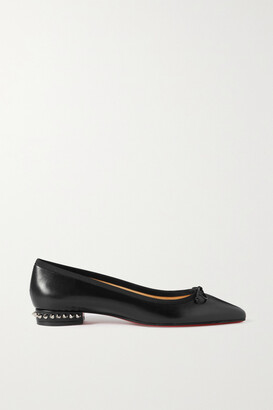 Christian Louboutin Hall Spiked Glossed-leather Point-toe Flats