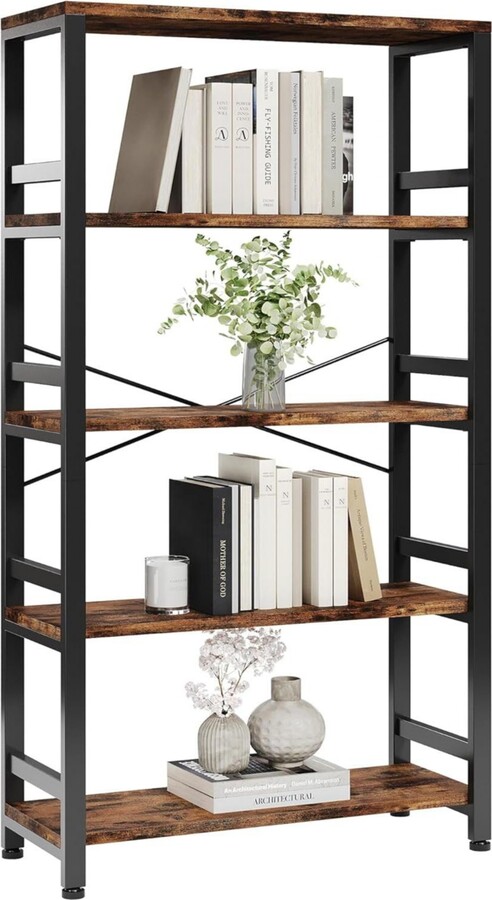 Ironck Bookshelves and Bookcases 31.5in Wide Shelf 5-Tier Ladder Shelf