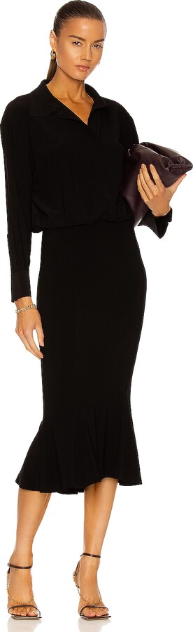 Norma Kamali Boyfriend NK Shirt Fishtail Dress in Black | FWRD - ShopStyle