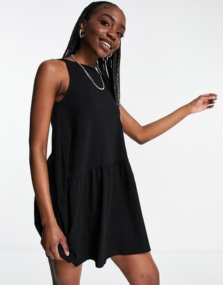 ASOS Tall ASOS DESIGN Tall sleeveless smock dress with v back in black -  ShopStyle