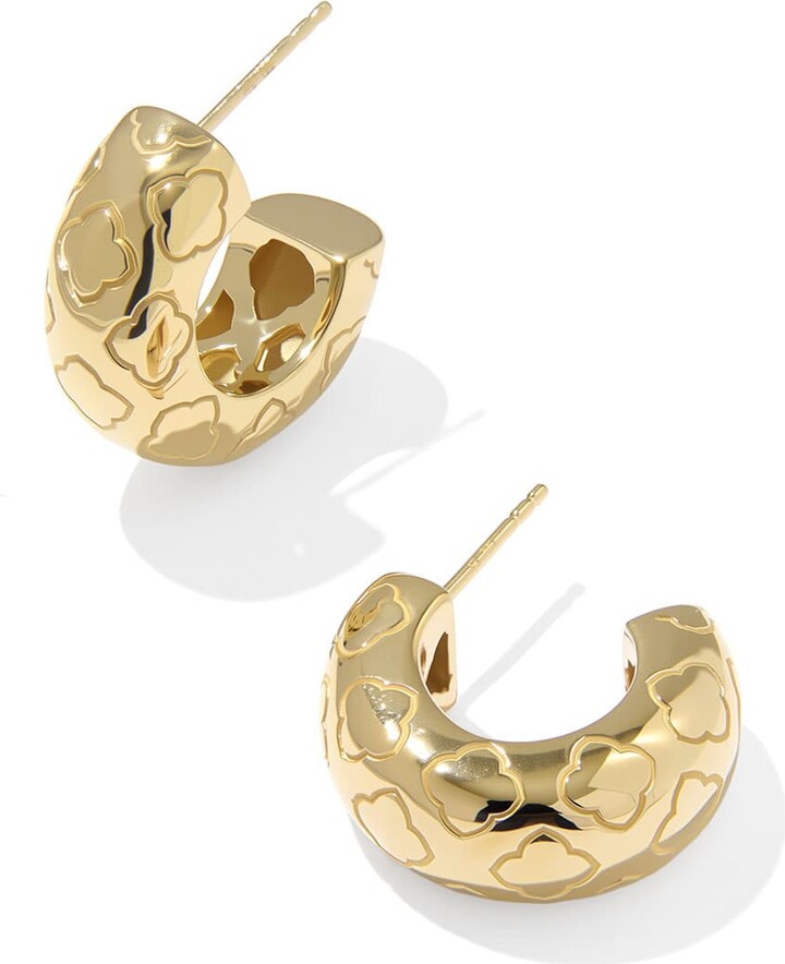 Kendra Scott Bold Etched 18k Yellow Gold Vermeil Huggie Earrings | Metal