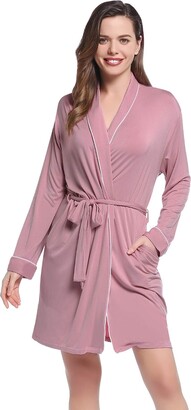 Amorbella Ladies Dressing Gown with Pockets Dusty Rose XX-Large
