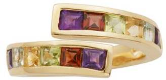 Zales Princess-Cut Multi-Gemstone Bypass Ring in Sterling Silver with 18K Gold Plate