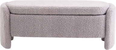 Storage Bench With Lamb Fleece Fabric, Upholstered Ottoman With Spacious Hidden Storage For Bedroom, Living Room, Entryway, No Assembly Required
