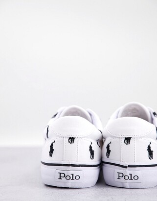 Polo Ralph Lauren thorton sneakers in white with all over pony logo -  ShopStyle