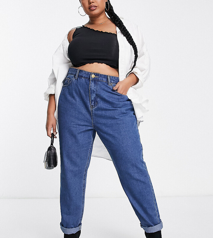 Yours no rip mom jeans in blue ShopStyle