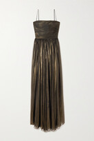 Thumbnail for your product : Rasario Gathered Metallic Chiffon Gown - Gold