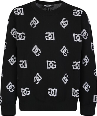Jacquard round neck sweater with monogram motif