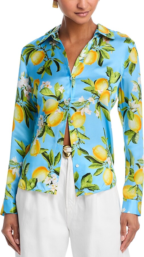L'Agence Tyler Silk Printed Long Sleeve Blouse