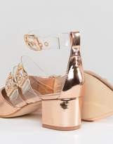 Thumbnail for your product : Raid RAID Carmel Rose Gold Metallic Block Heel Shoes