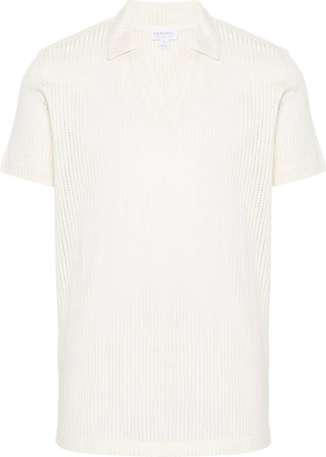 Sunspel Linear mesh design polo shirt