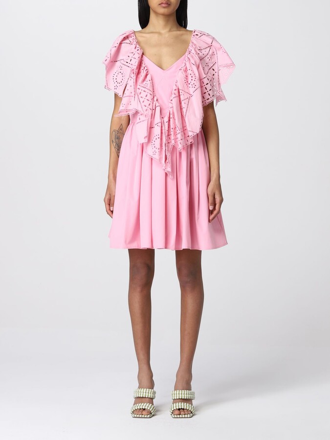 MSGM Logo Print Cotton Sweatdress in Pink Save 35% Womens Dresses MSGM Dresses 