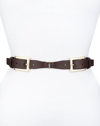 Neiman Marcus Double-Buckle Belt, Chocolate