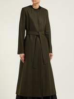 Thumbnail for your product : Harris Wharf London Collarless Single Breasted Pressed Wool Coat - Womens - Dark Green