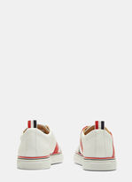Thumbnail for your product : Thom Browne Diagonal Striped Pebble Grained Sneakers in White