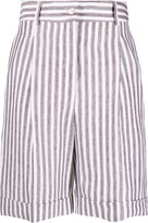 Vertical-Stripe Knee-Length Shorts 