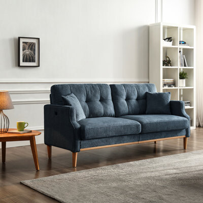 Ebern Designs Dark Blue With Fabric & Outlet Back Cushions