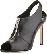 Thumbnail for your product : Manolo Blahnik Vella Zip-Front Slingback Bootie, Black