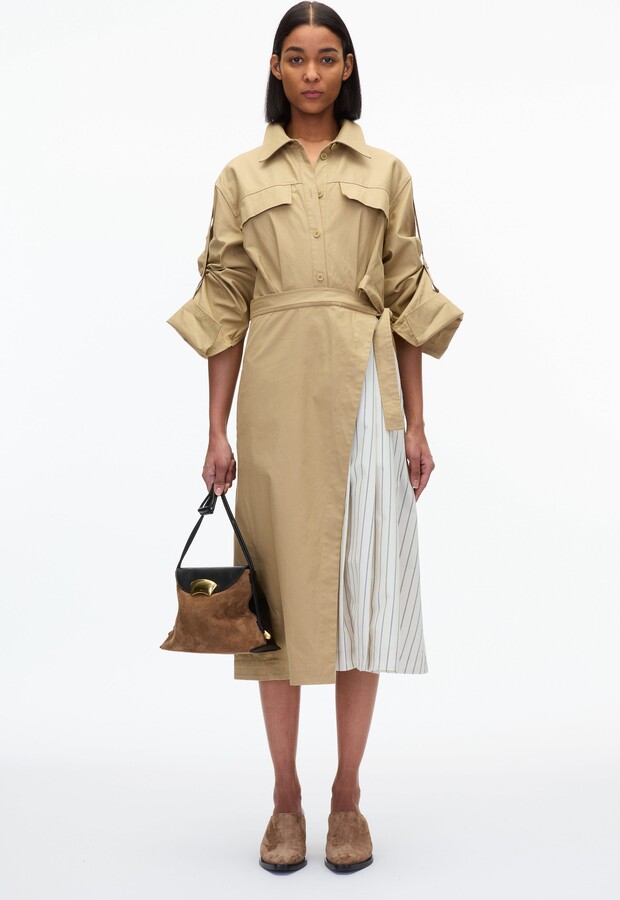 Tucked Front Shirt Dress in KHAKI - ShopStyle