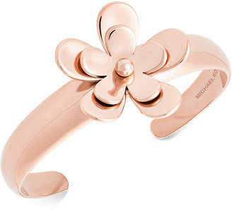 Michael Kors Rose Gold-Tone Flower Cuff Bracelet