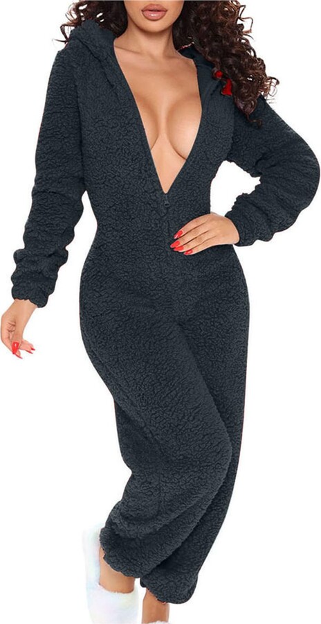 Generic Adult Onesies For Women Animal Onesie Adult Black Zip Up