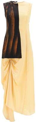 Marni ASYMMETRICAL DRESS WITH DRAPING 38 Yellow, Brown