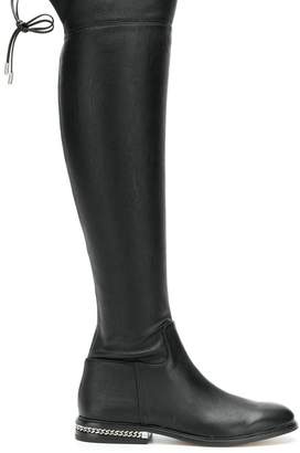 michael michael kors april leather and knit boot