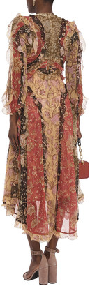 Zimmermann Ruffled Printed Silk-chiffon Midi Dress