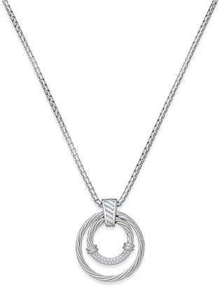 Macy's Diamond Double Circle Pendant Necklace (1/4 ct. t.w.) in Sterling Silver