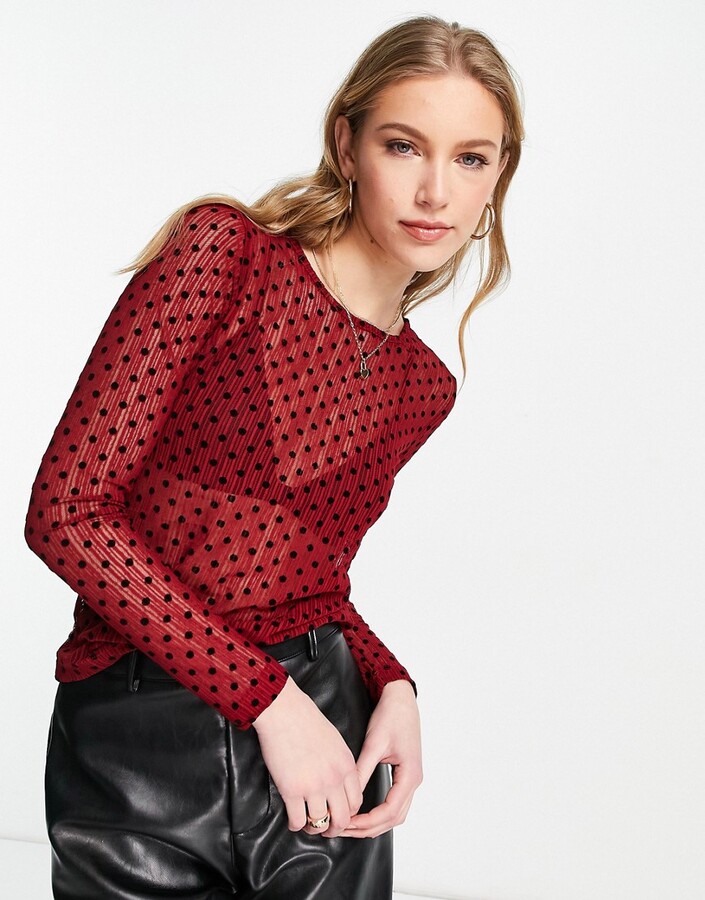 Polka Dot Mesh Top | Shop The Largest Collection | ShopStyle