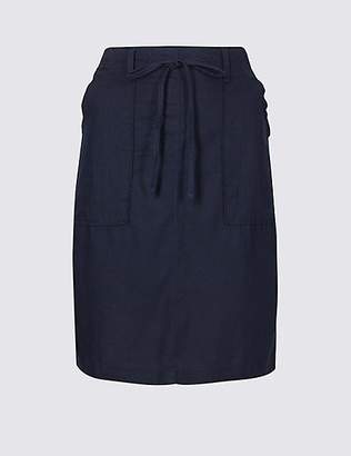 M&S Collection Linen Rich Elasticated Waist Mini Skirt