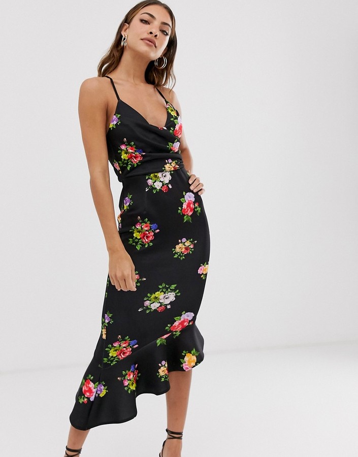 asos design scuba cami prom midi dress